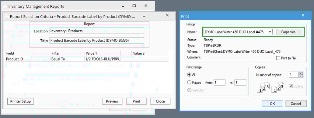 How to change printer setting to labels